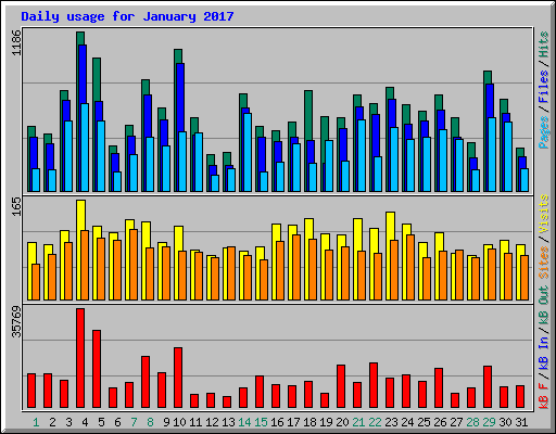 Daily usage for January 2017